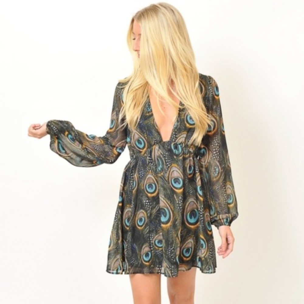 Show Me Your Mumu Dakota Mini Dress in Peacock